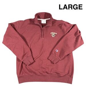 Champion Boston College Eagles 1/4 Zip Sweatshirt Mens Large Red Embroidered
